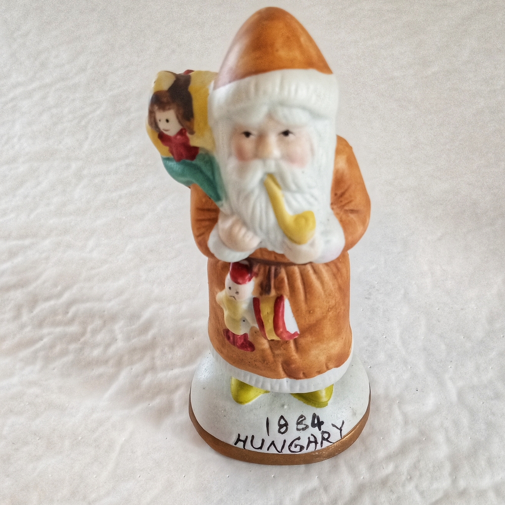Charming Hungarian Santa Figurine - Orange and White